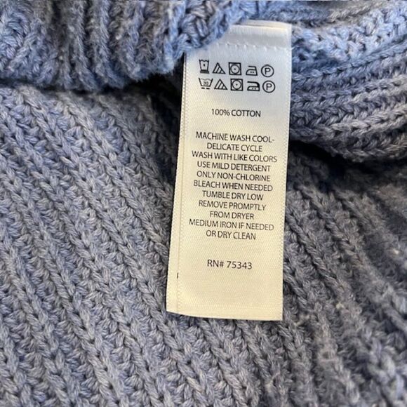 Cupcakes & Cashmere Ribbed Knit Sweater Tunic Periwinkle Blue Wide Mock Medium - Picture 7 of 8